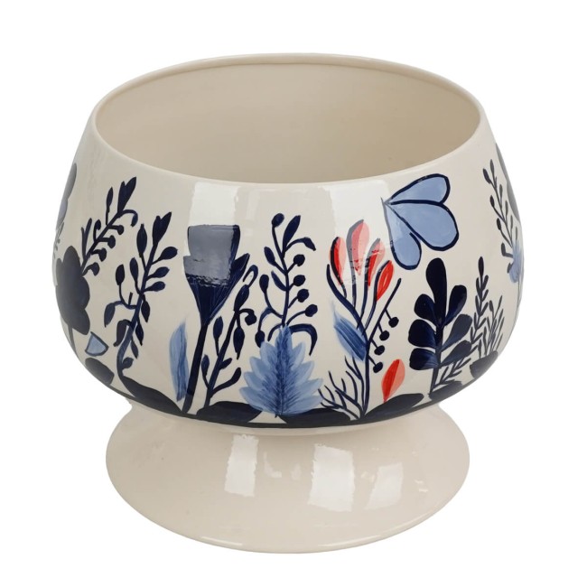 Vaso in Metallo Avorio con Motivo Floreale 2 Misure