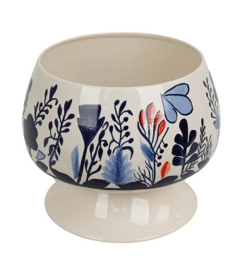 Vaso in Metallo Avorio con Motivo Floreale 2 Misure