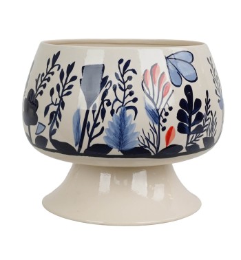 Vaso in Metallo Avorio con Motivo Floreale 2 Misure