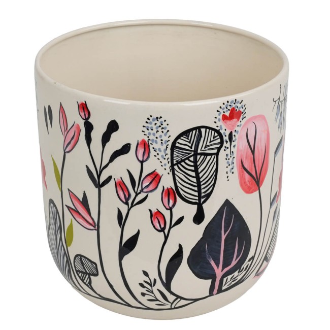 Vaso in Metallo Avorio con Motivo Floreale 3 Misure