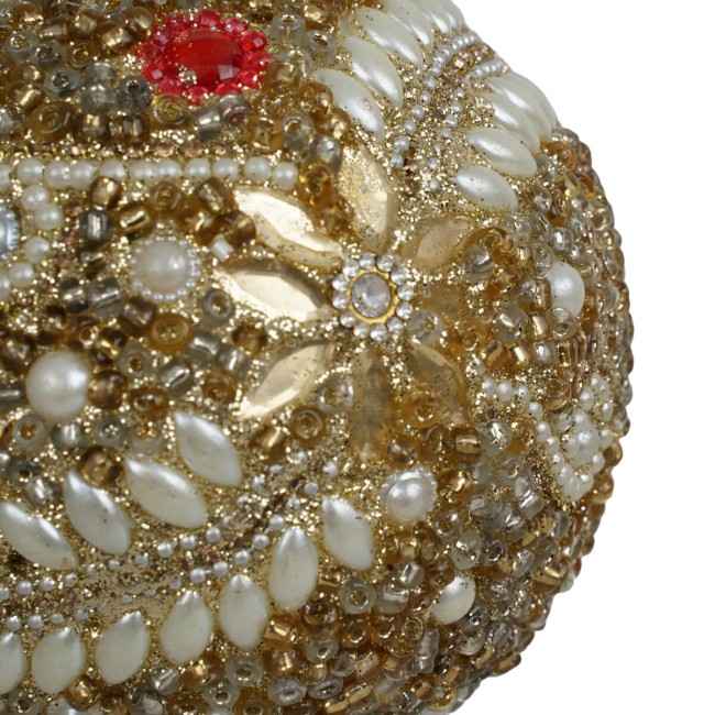 Pallina di Natale con Perline e Strass D.10 cm 2 Colori