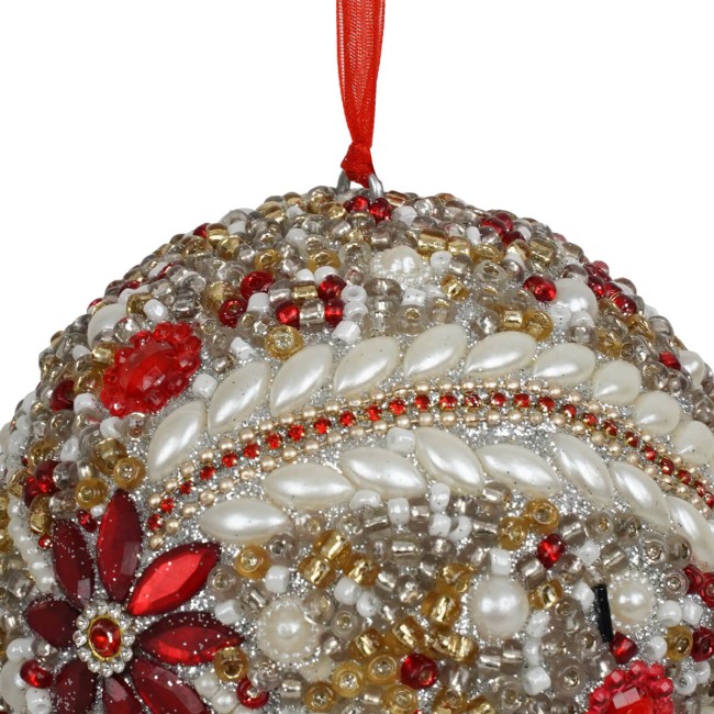 Pallina di Natale con Perline e Strass D.10 cm 2 Colori