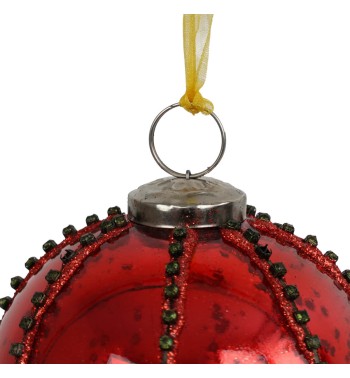 Pallina di Natale Rossa con Strass D.10 cm