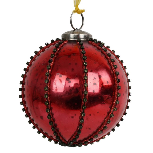 Pallina di Natale Rossa con Strass D.10 cm