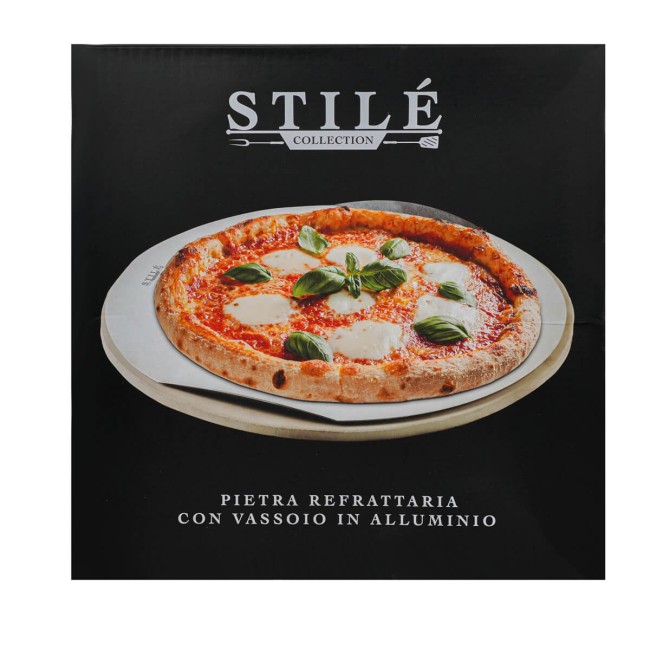 Pietra Refrattaria Tonda con Piatto in Alluminio