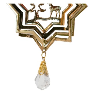 Stella Natalizia in Metallo Oro con Renna e Alberello H.12 cm