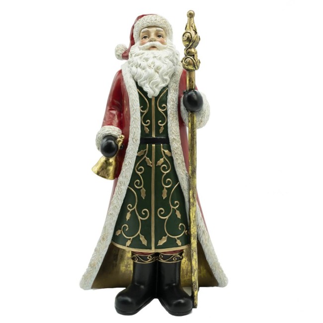 Babbo Natale con Mantello Rosso in Resina H. 37 cm