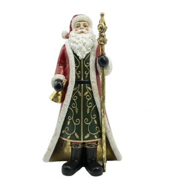 Babbo Natale con Mantello Rosso in Resina H. 37 cm
