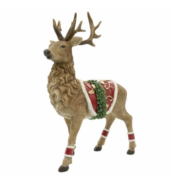 Renna Natalizia in Resina con Sella H.28,5 cm