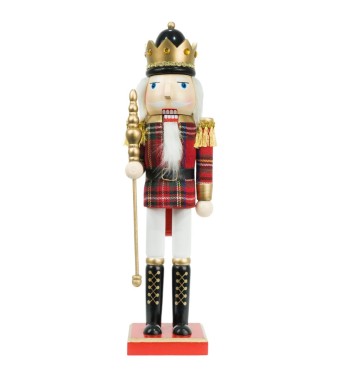 Schiaccianoci Natalizio con Scettro e Giacca a Quadri H.38 cm
