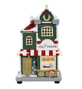 Gelateria Natalizia con Luci in Resina H.24 cm