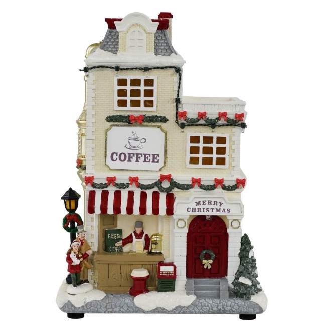 Caffetteria Natalizia con Luci in Resina H.27,5 cm