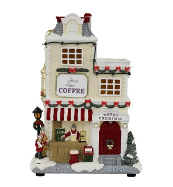 Caffetteria Natalizia con Luci in Resina H.27,5 cm