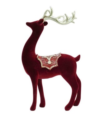 Renna Natalizia in Velluto Rosso con Corna Dorate H.29 cm