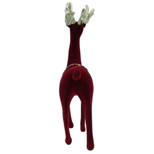 Renna Natalizia in Velluto Rosso con Corna Dorate H.29 cm