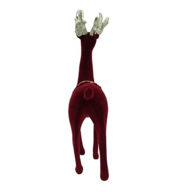 Renna Natalizia in Velluto Rosso con Corna Dorate H.29 cm