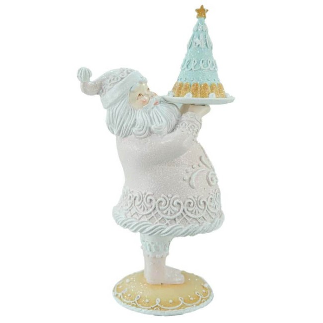 Babbo Natale di Marzapane con Torta in Resina H.42,8 cm