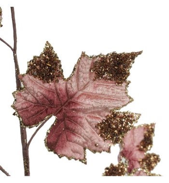 Ramo con Foglie Rosa L.70 cm