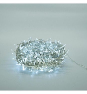 Catena 1300 Luci Led Bianco Freddo Cavo Trasparente Memory Control 65 metri, Uso Esterno