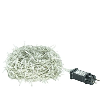 Catena 1300 Luci Led Bianco Freddo Cavo Trasparente Memory Control 65 metri, Uso Esterno