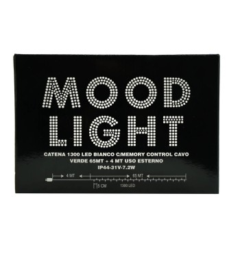 Catena 1300 Luci Led Bianco con Memory Control e Cavo Verde 65 metri, Uso Esterno