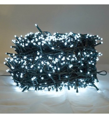 Catena 1300 Luci Led Bianco con Memory Control e Cavo Verde 65 metri, Uso Esterno