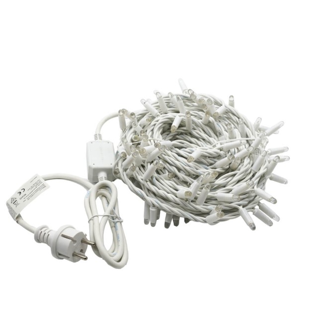 Catena Luminosa Professionale 135 Led Bianco Freddo + 15 Flash| Cavo Bianco 10 Metri Connettibile| Uso Esterno IP67