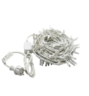 Catena Luminosa Professionale 135 Led Bianco Freddo + 15 Flash| Cavo Bianco 10 Metri Connettibile| Uso Esterno IP67