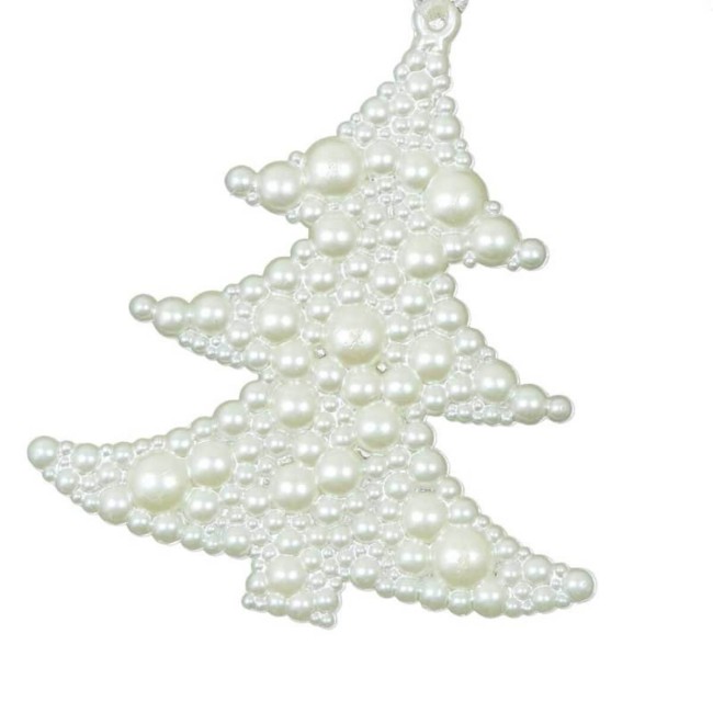 Set 2 Alberelli Natalizi da Appendere in Plastica Perlati