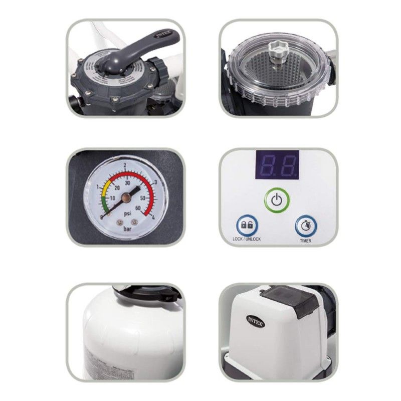 Intex 26652 Filtro a Sabbia - Flusso Sistema: 9.200 l/h, Flusso Acqua: 12.000 l/h