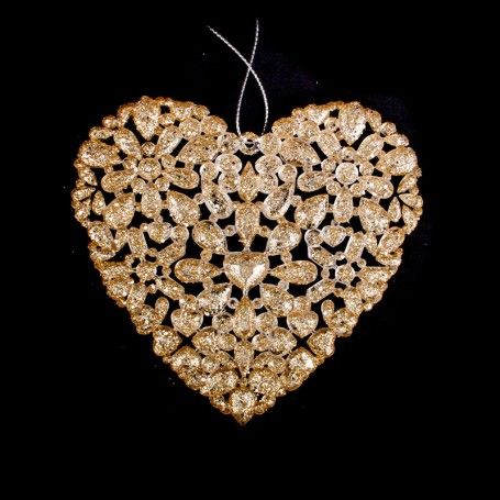 Cuore Natalizio con Perline Platino da Appendere