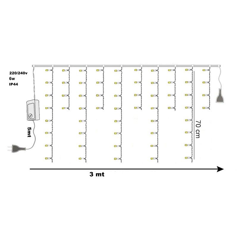 Pioggia di Luci Led Bianco Freddo Memory Control