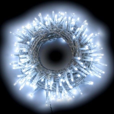 Catena con 700 Luci Led Bianco Freddo e Cavo Trasparente 35 metri, Uso Esterno