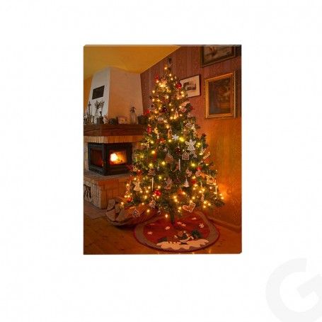 Quadro Natalizio Luminoso con 1 Luce Led e 40 Fibre Ottiche