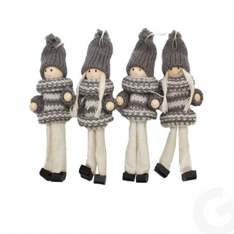 Box con 4 Bimbe Bianco e Grigio H 12 cm Box con 4 Bimbe Bianco e Grigio H 12 cm