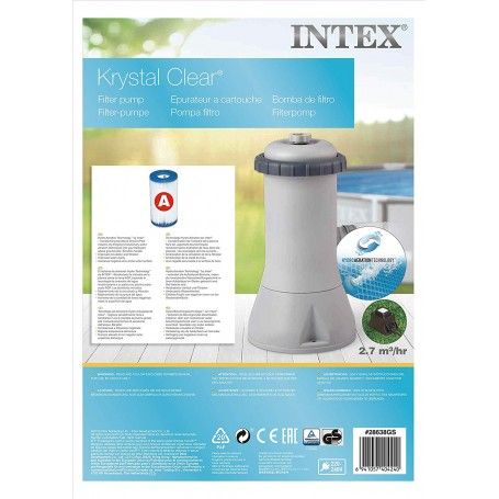 Intex 28638 Filtro a Cartuccia - Flusso Sistema 2.700 l/h, Flusso Acqua 3.800 l/h