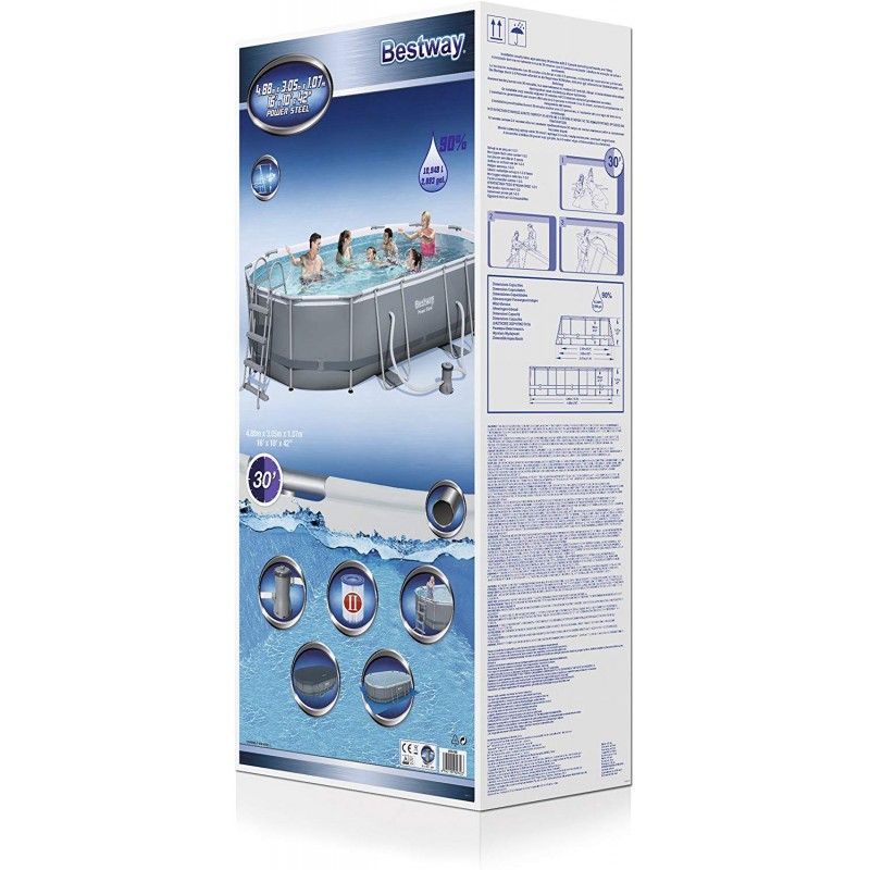 Piscina Ovale 488x305x107 cm con Filtro a Cartuccia - Bestway 56448