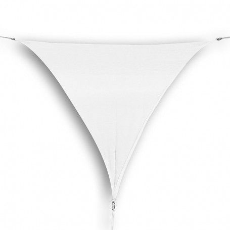Vela Triangolare in Poliestere, Parasole Completo di Anelli 3.6 mt Bianco Vela Triangolare in Poliestere, Parasole Completo di Anelli 3.6 mt Bianco