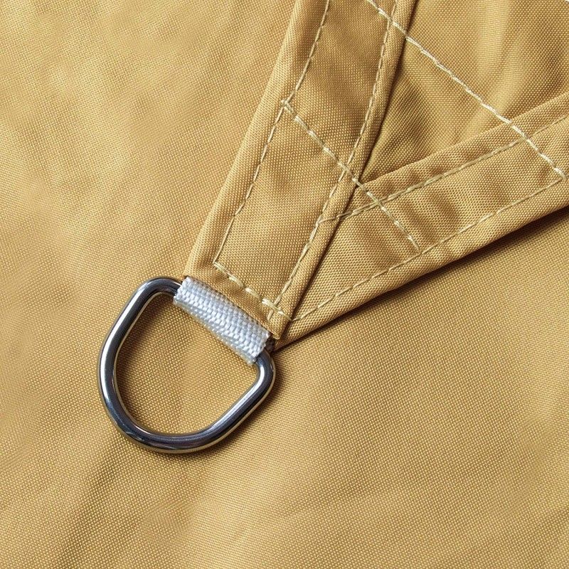 Vela Triangolare in Poliestere, Parasole Completo di Anelli 3,6 mt Tortora